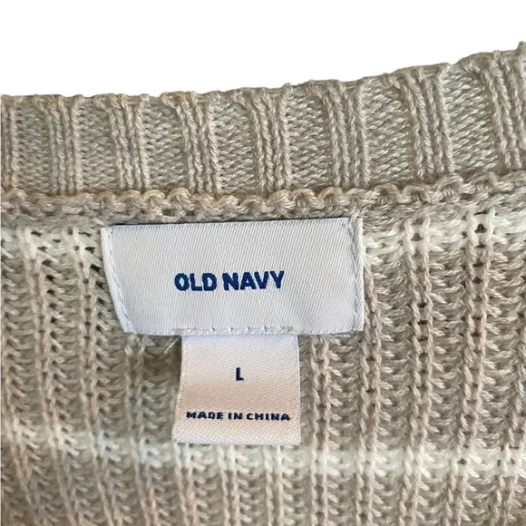 old navy  striped tan and white coastal knit flare sleeve - Picture 6 of 15